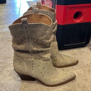Jessica Simpson Gold Glitter Heeled Boots